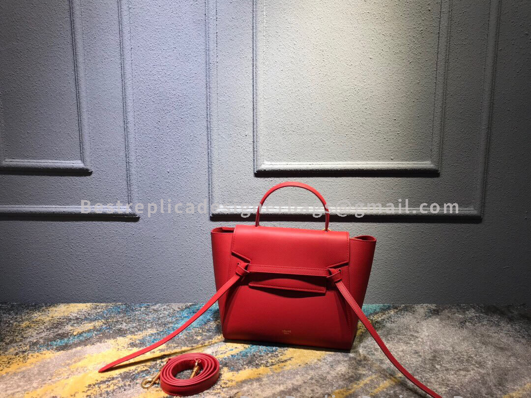 Celine Micro Belt Bag In Ruby Epsom Calfskin
